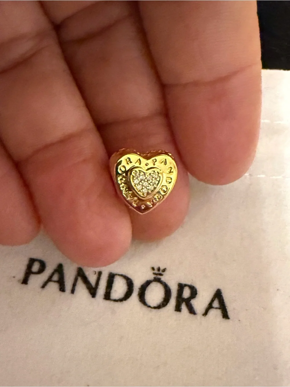 Pandora Gold Heart Pavé Charm